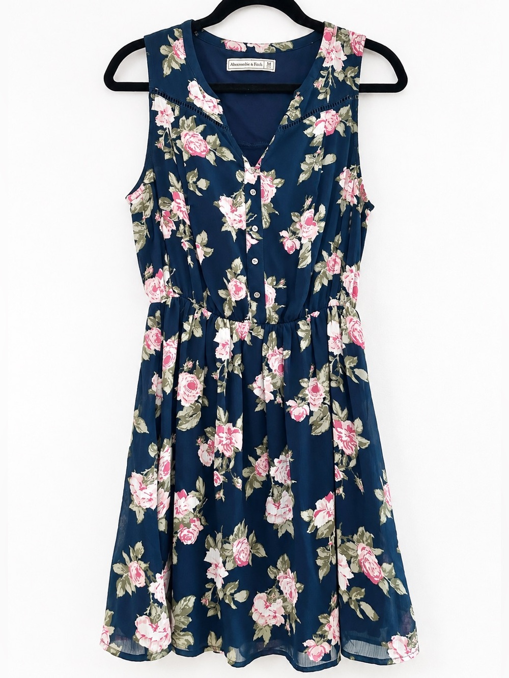 Vintage/ Y2K Abercrombie & Fitch Navy Floral Dress - Size M